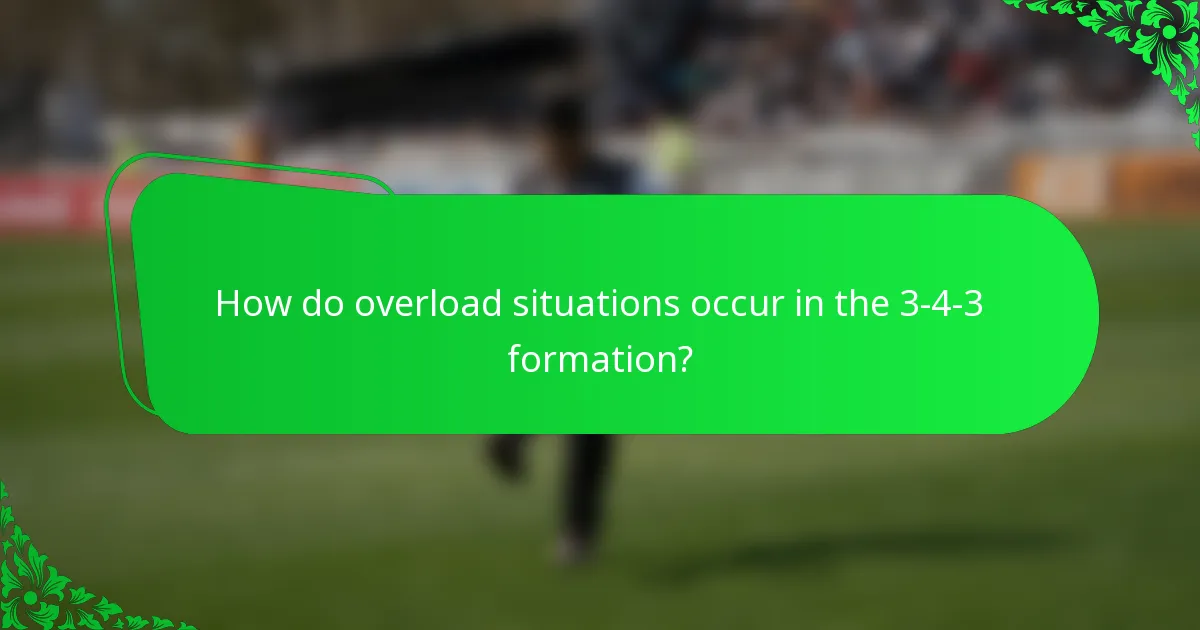 How do overload situations occur in the 3-4-3 formation?