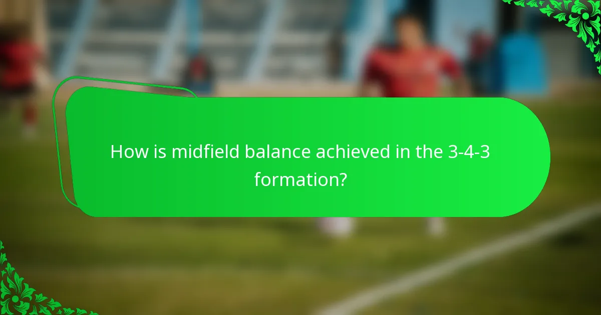 How is midfield balance achieved in the 3-4-3 formation?